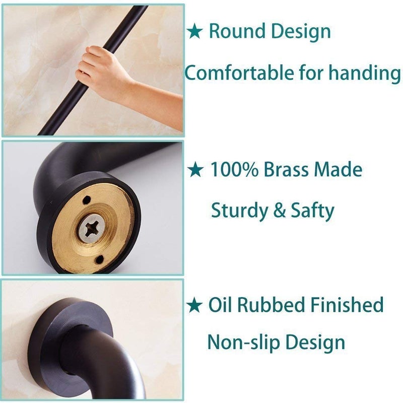 ELLO&ALLO Oil Rubbed Bronze Bathroom Shower Grab Bar, Home Care Bath Handrail (12 Inch) - Image 3